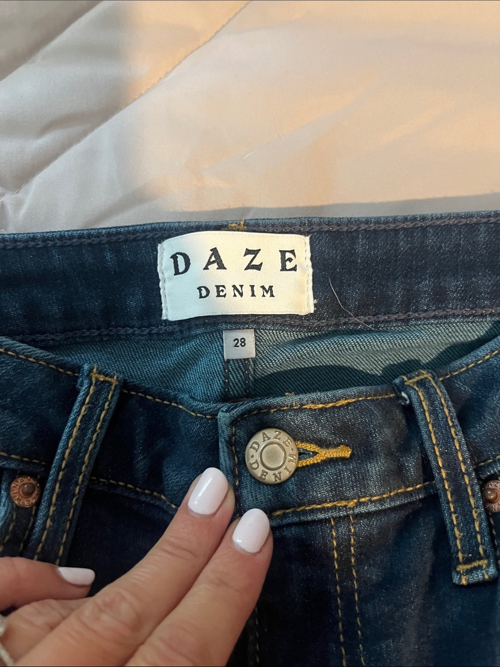 High-Rise Dark Blue Flare Jeans - Womens Wide Leg - Picture 2 of 4